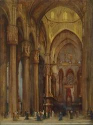 Blick in den Mailänder Dom mit dem Altare Privilegata, im Hintergrund der Hochaltar von Pellegrino Tibaldi